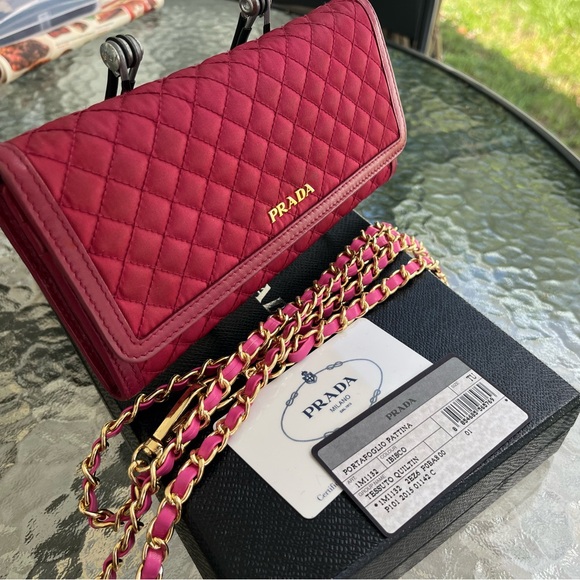 PRADA Tessuto Nylon Quilted Continental Flap Wallet Ibisco - Picture 4 of 16